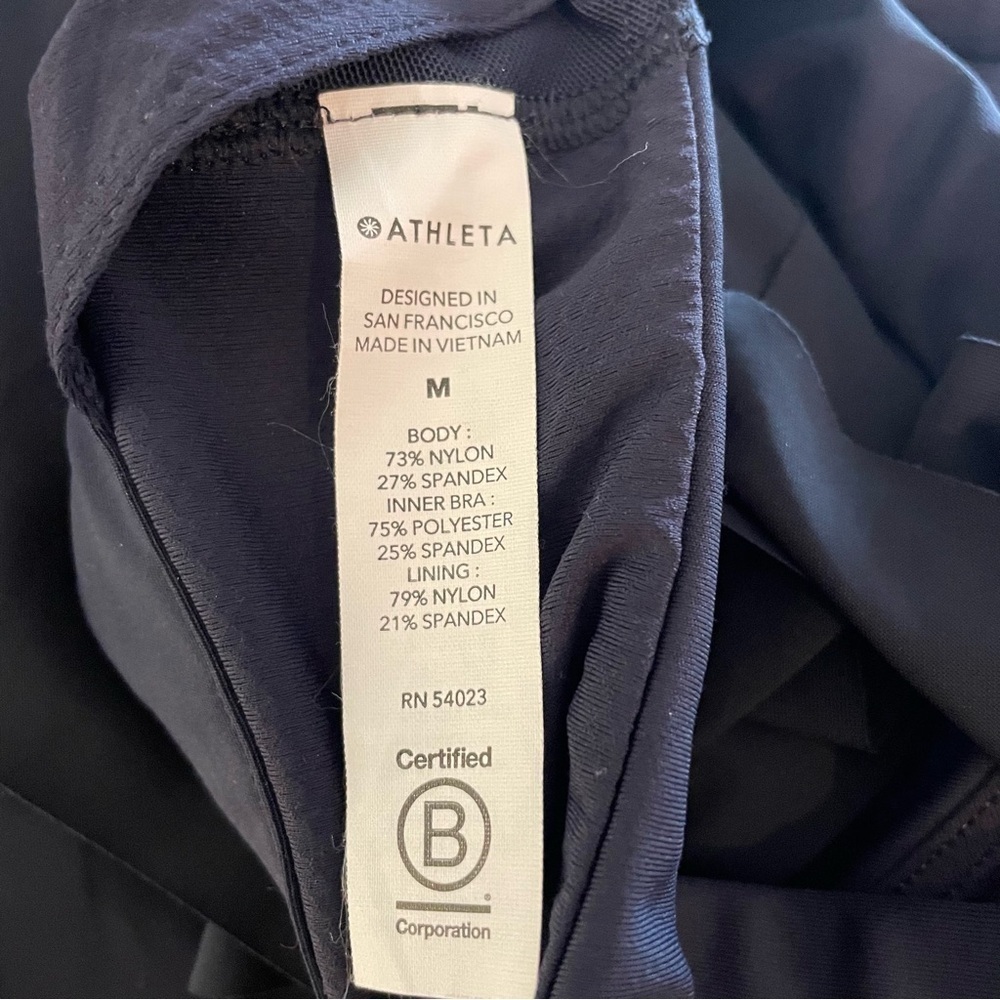 Athleta Tank Sports Bra 2-In-1 Ultimate Support Top Navy blue Medium - Picture 8 of 8